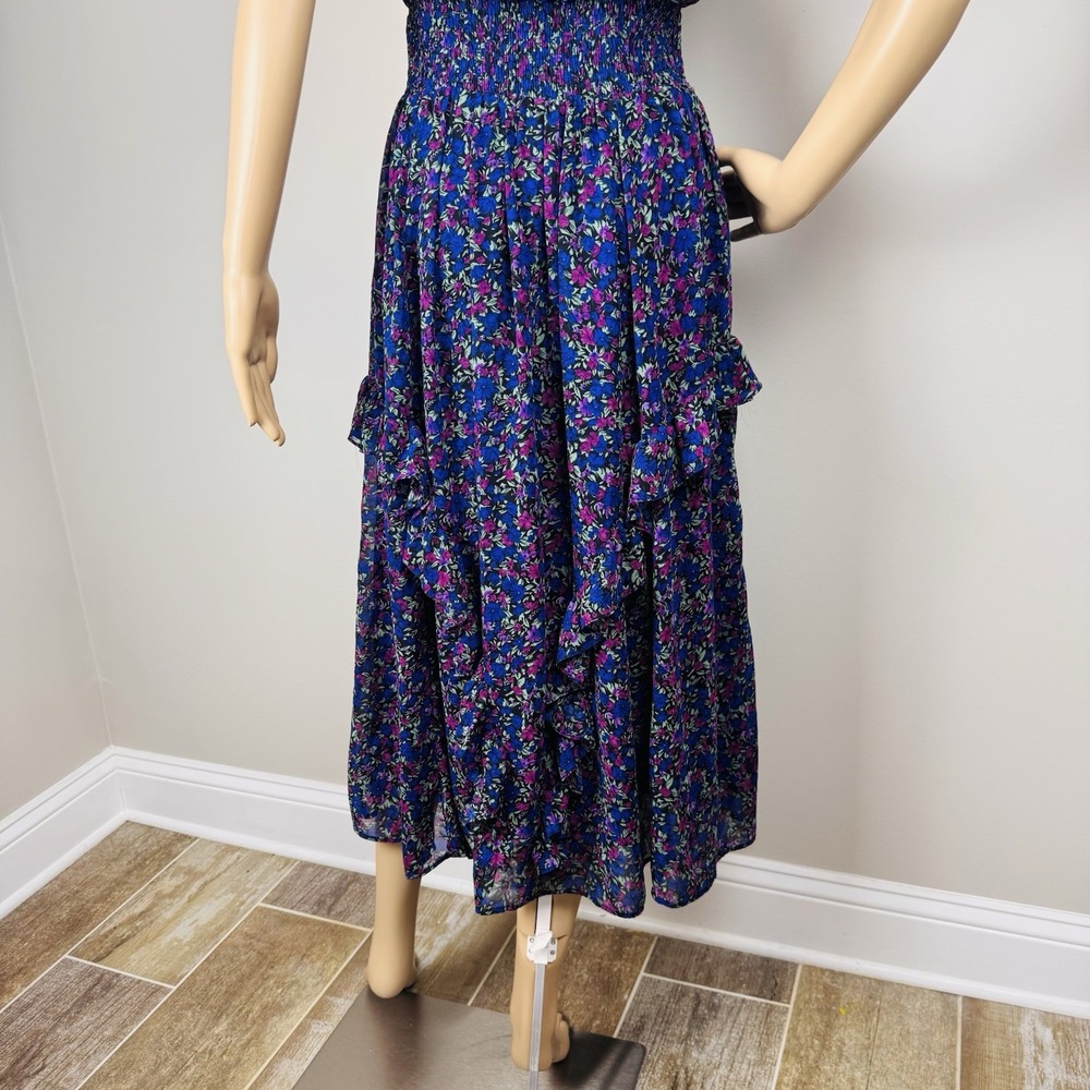Lulus Evalina Navy Blue Floral Print Mock Neck Midi Dress Women's SZ S - Picture 8 of 16